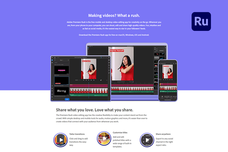 a screen shot of a web page for a video production company.