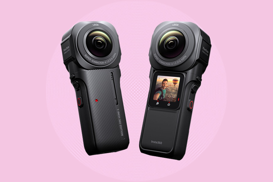 a couple of digital cameras sitting on top of each other.