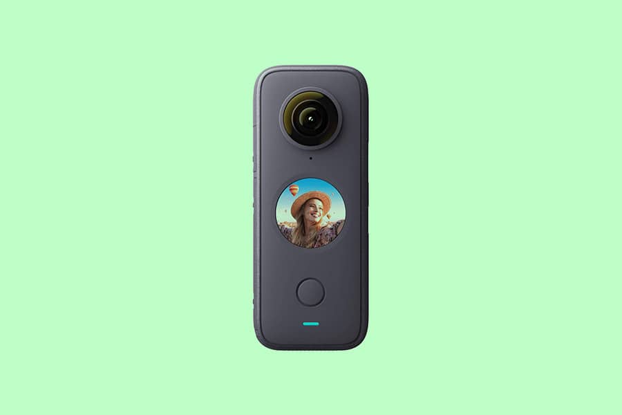 a camera with a picture of a man on it.