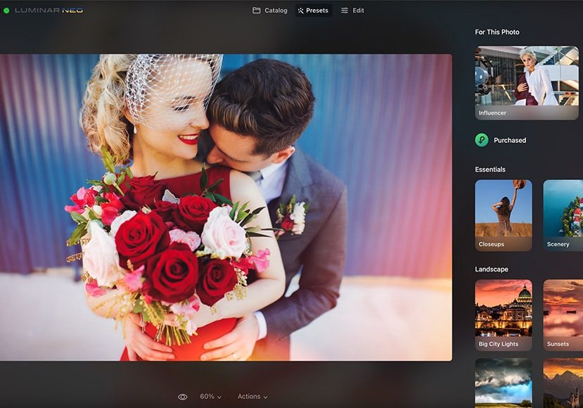 Luminar-Neo-Review bride and groom cuddling in Neo software