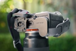 a close up of a camera attached to a tripod.