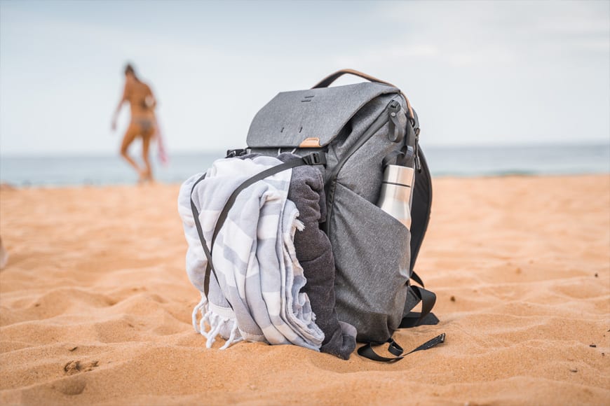 You'll find 8 hook points on the Everyday Backpack V2 allowing you to easily carry extra large or bulkier goods by using a combination of the 4 included Cord Hook Straps.