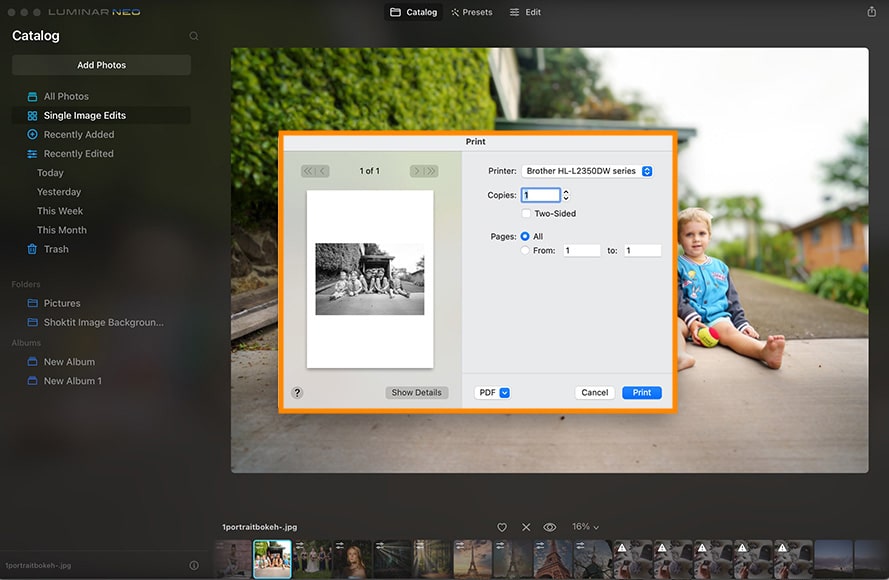 limited print options in Luminar Neo
