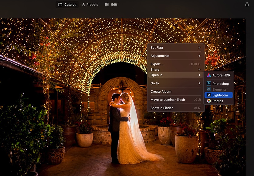 Right clicking in the software reveals various options