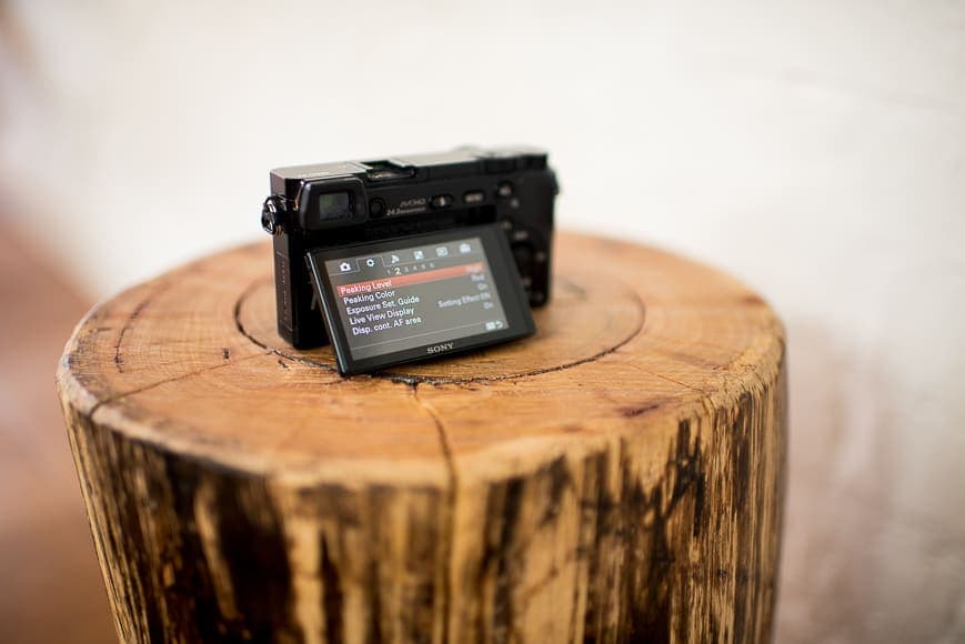 Sony a6000 flip out LCD (use instead of electronic viewfinder to save battery life)