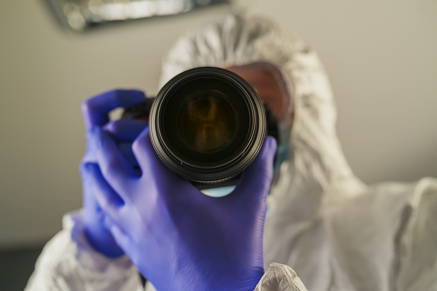 Professional photographers may choose to go into the forensic sub genre.