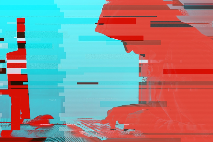 Glitch art imagery.