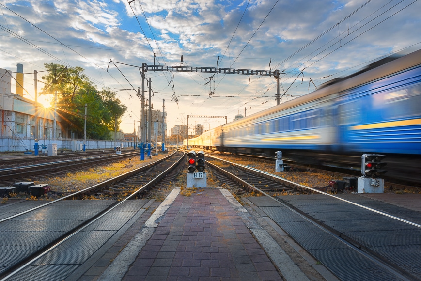 Motion shot of a train.