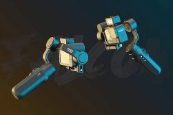 2 gopro action cameras attached to gimbals