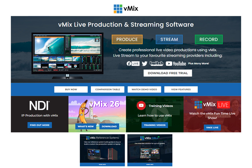 a screenshot of Vmix homepage