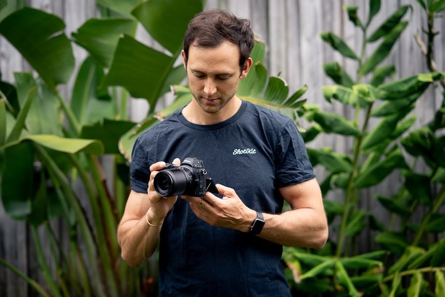 man using tilting lcd mirrorless z7 nikon