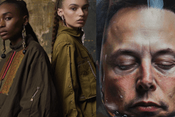 Elon musk's portrait of a woman and a man.
